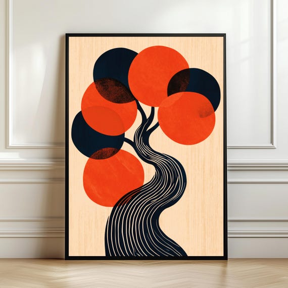 Bauhaus Tree Wall Art Mid Century Modern Botanical Print Abstract Scandinavian Decor Minimal Organic Poster Digital Download