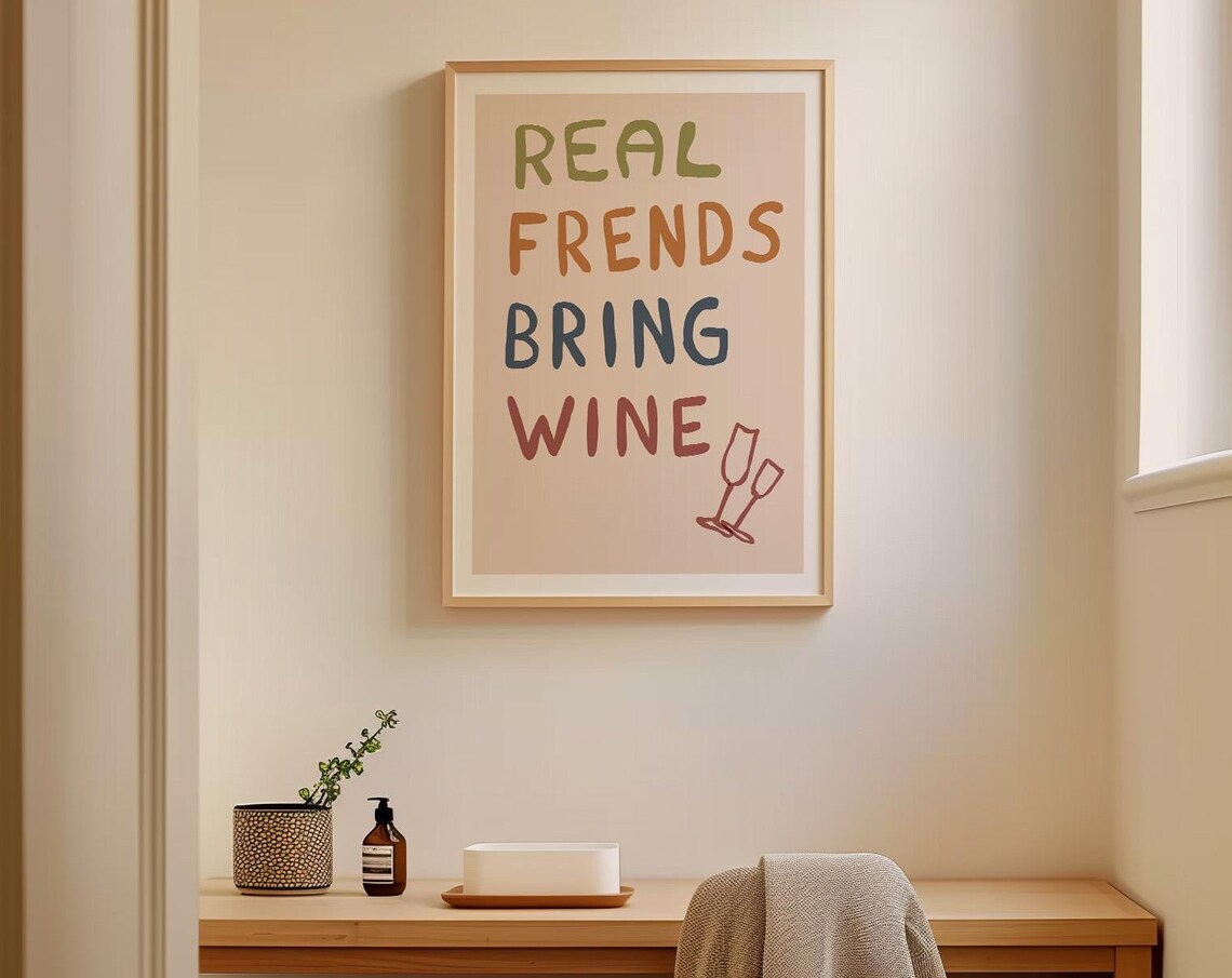 Wine Aesthetic Decor Art Print, Friends Poster - Image 3