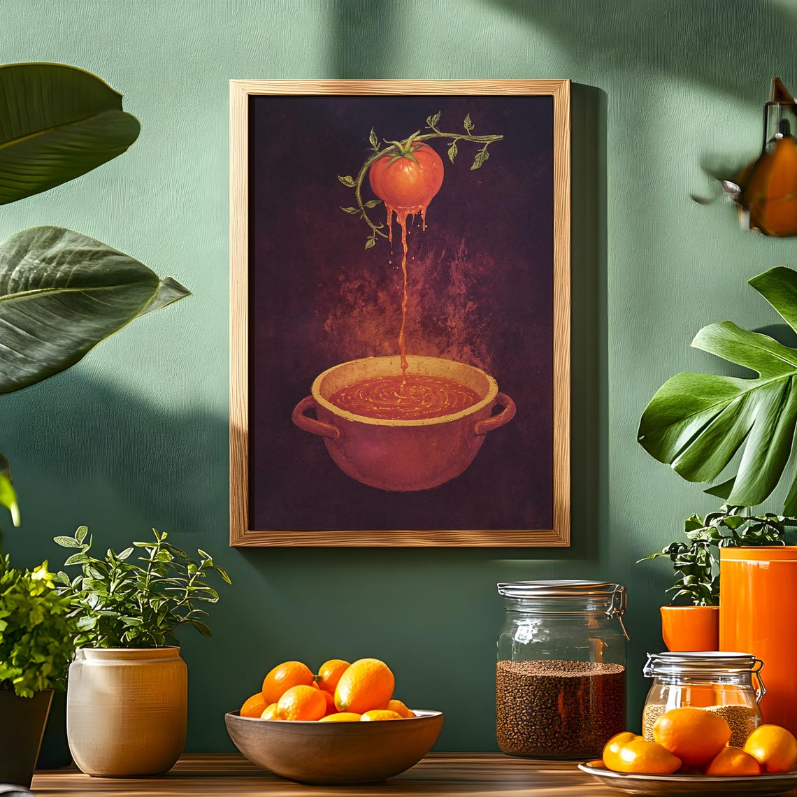 Tomato Soup Art Print Vintage Kitchen Decor Rustic Food Illustration - Image 5