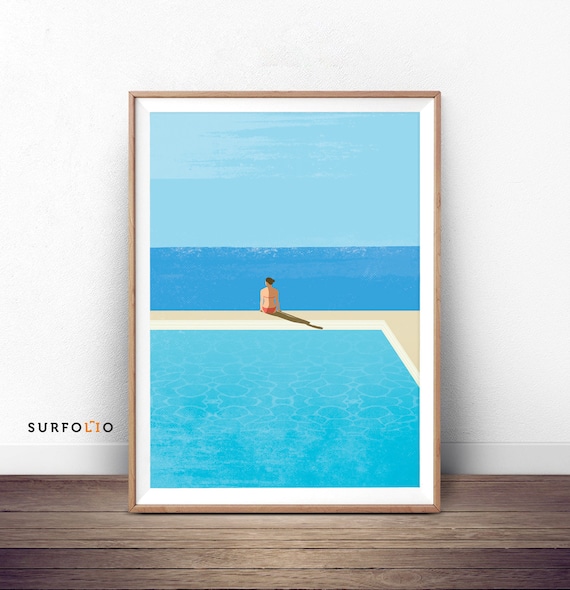 Minimalist Poolside Woman By Water Art Print