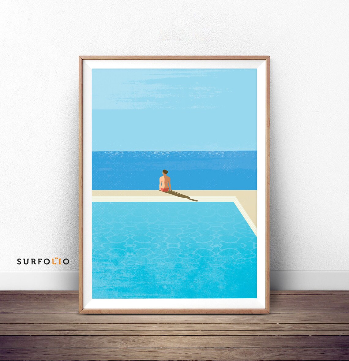 Minimalist Poolside Woman By Water Art Print