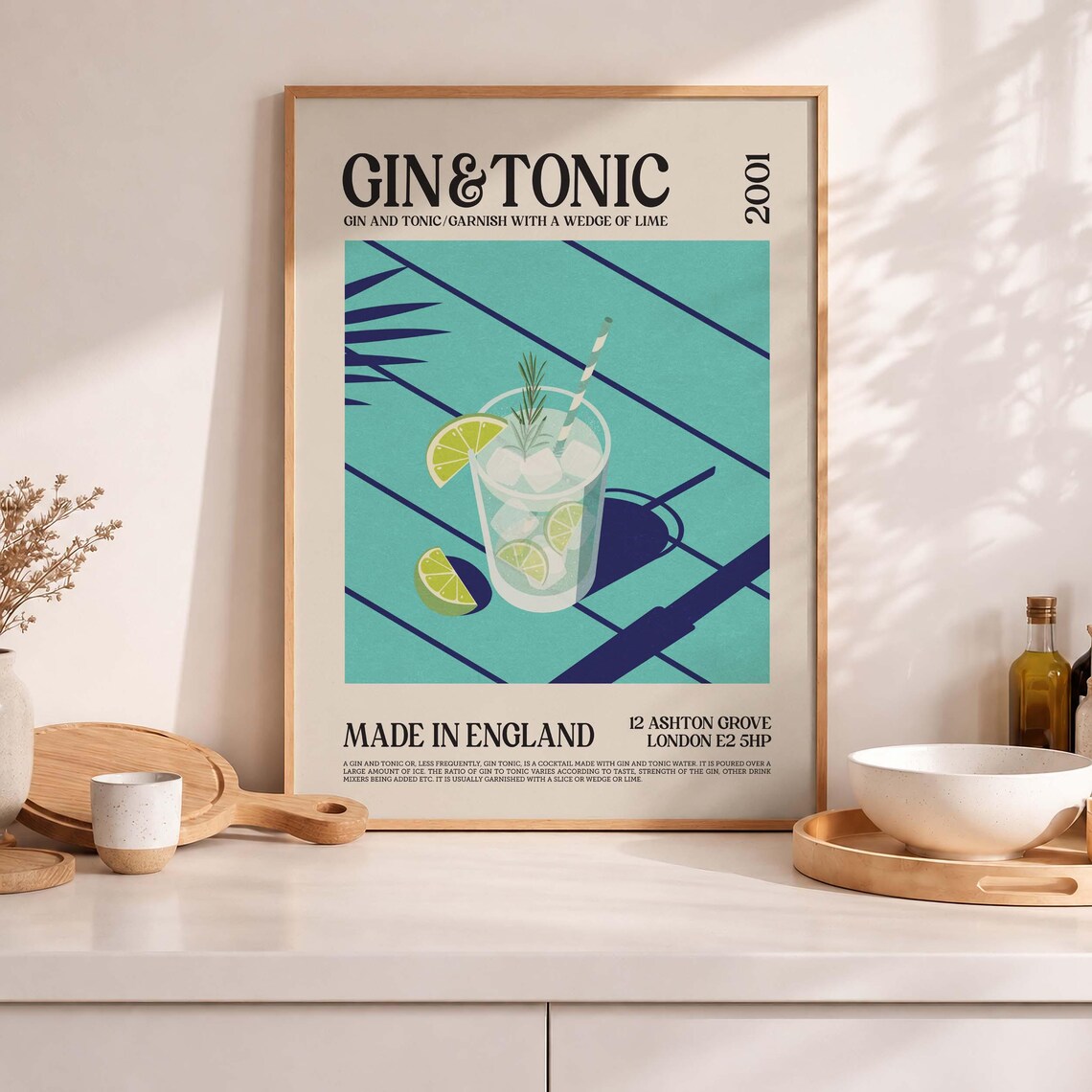 Gin Tonic Cocktail Retro Bar Art Print
