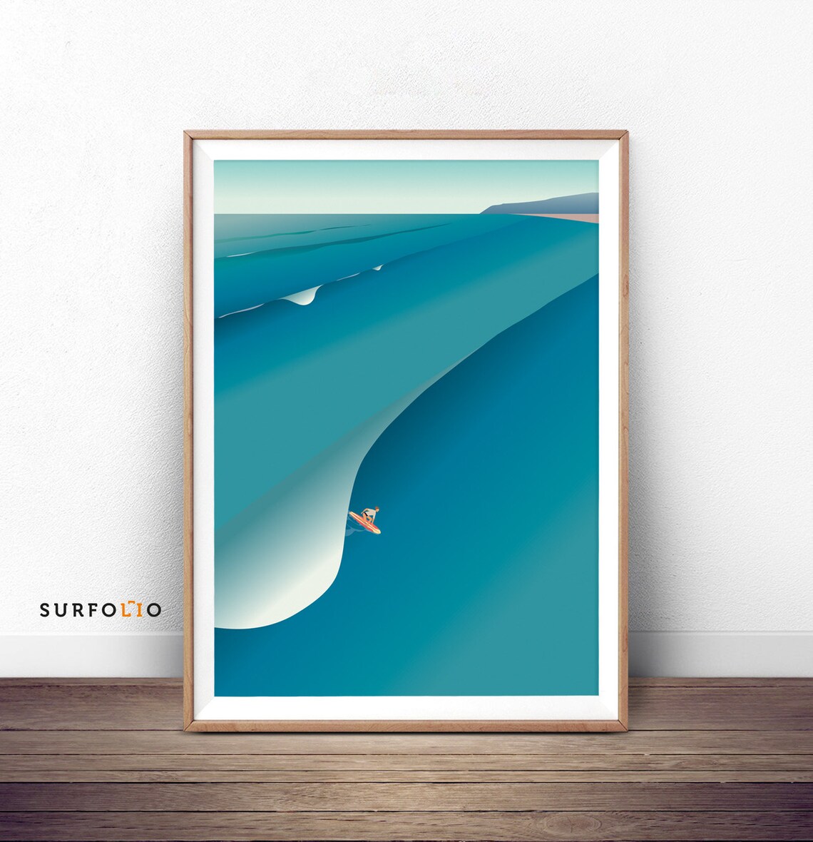 Surfing Aerial View Ocean Wave Art Print, Sunrise