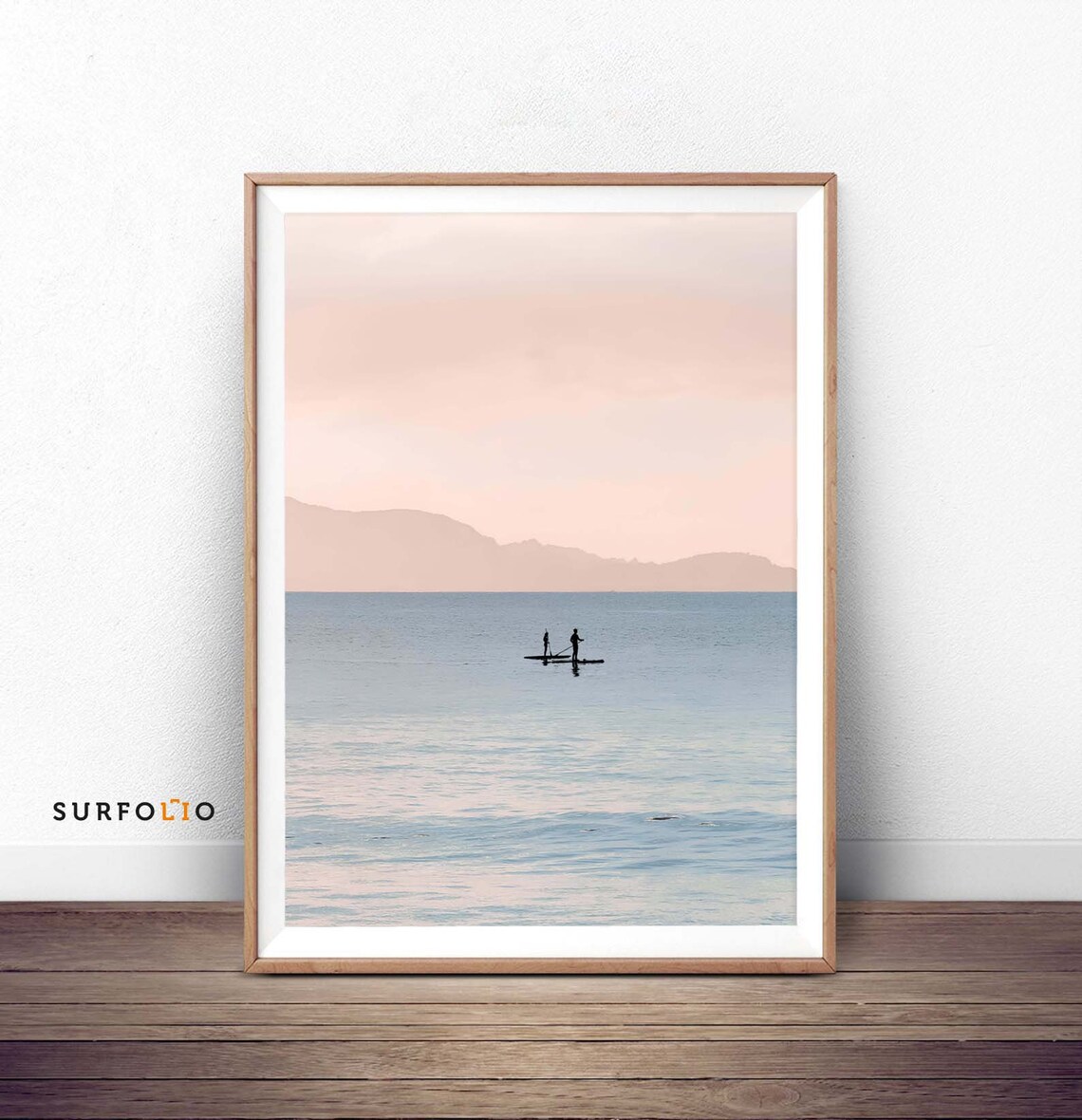Paddle Board Couple, Surfers Paradise Illustration Poster