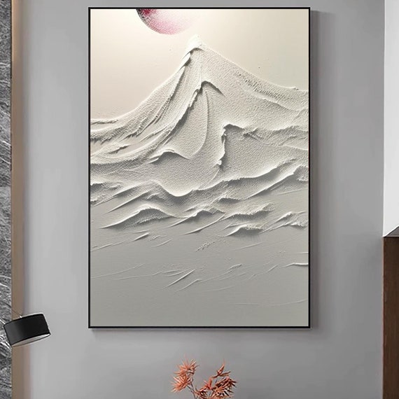 White Mountain Painting On Large White Mountain Texture Painting Original White Mountain Painting On White Snow Mountain