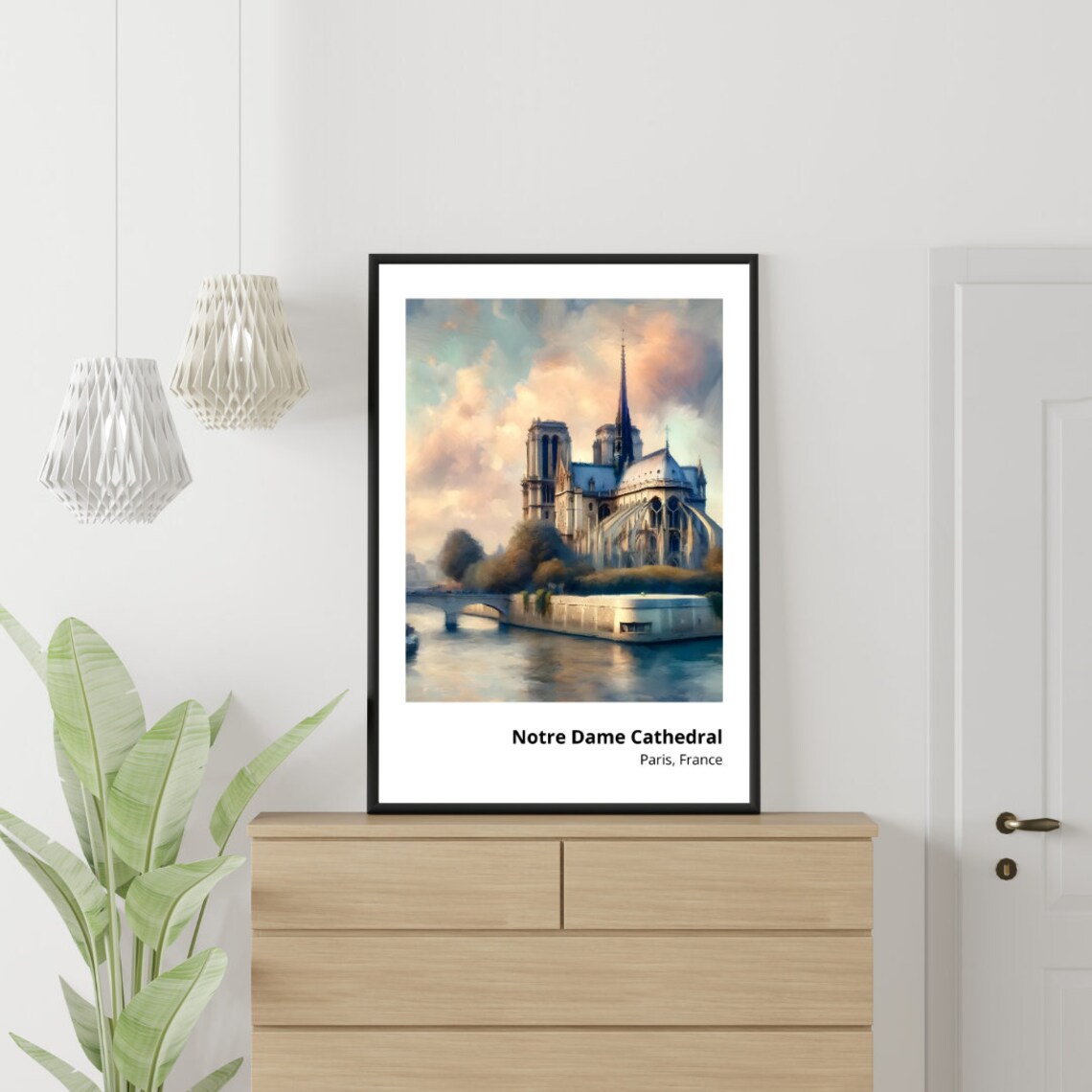 Notre Dame Cathedral Paris Seine Riverside Sunset Gothic Architecture Poster - Image 4