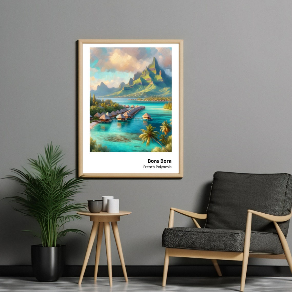 Bora Bora French Polynesia Overwater Bungalows Lagoon View Poster - Image 3