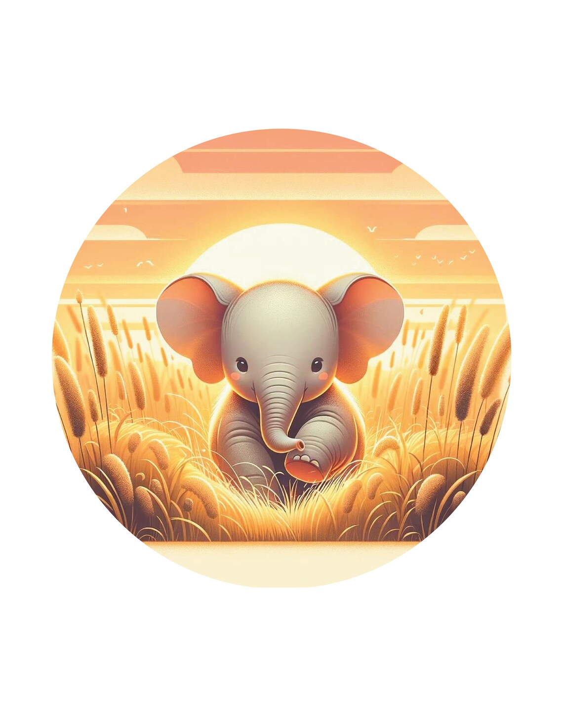 Baby Elephant Golden Sunset Savannah Nursery Warm Wonder Poster - Image 3