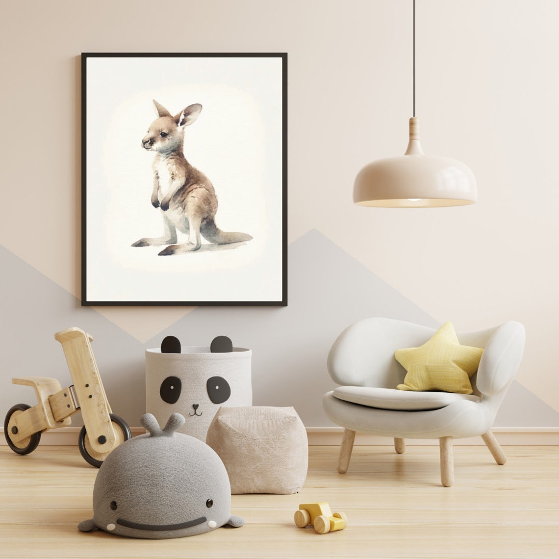 Kangaroo Joey Watercolor Portrait Gentle Outback Nursery Poster - Image 5