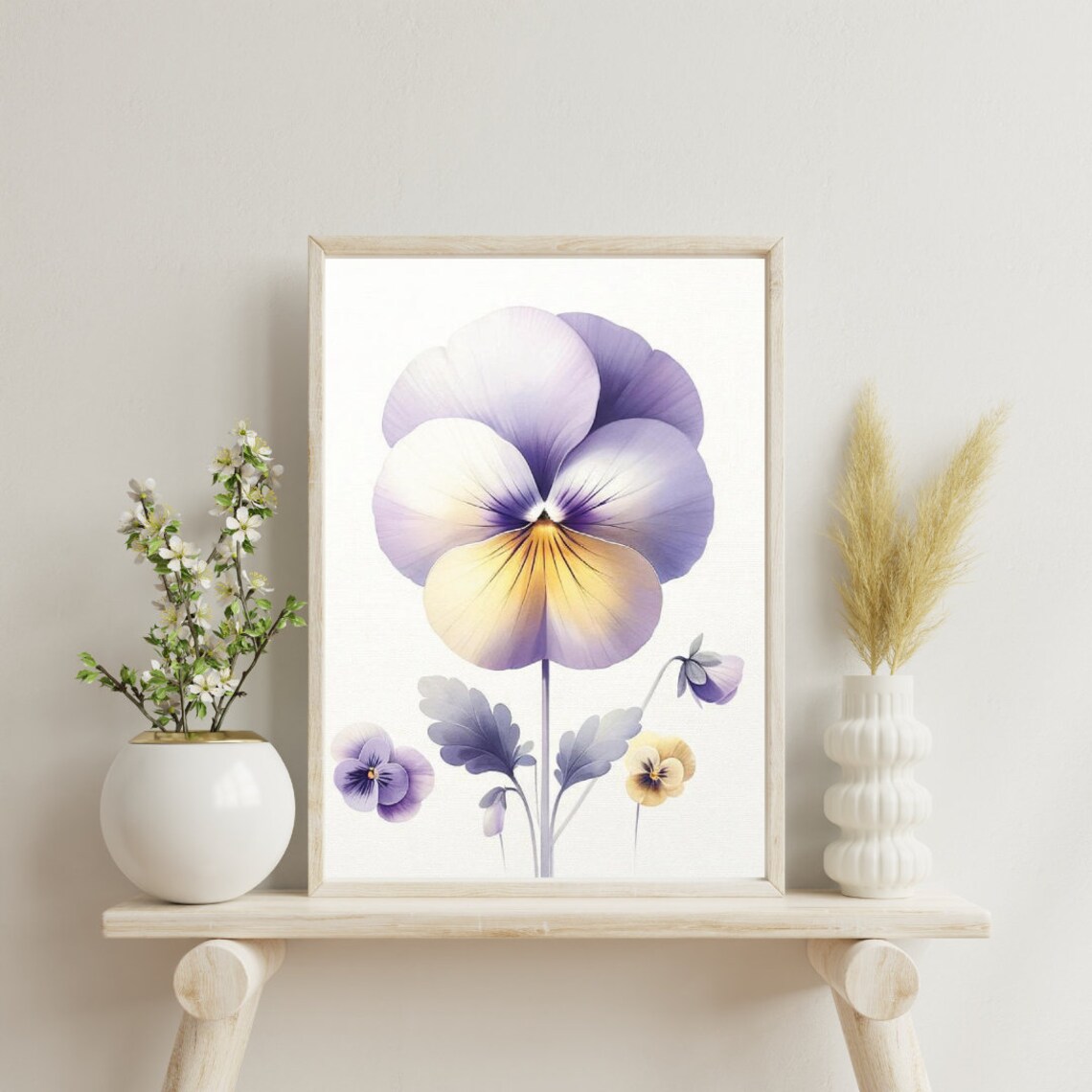 Whimsical Pansy Blooms Purple Violet Soft Watercolor Art Poster - Image 4
