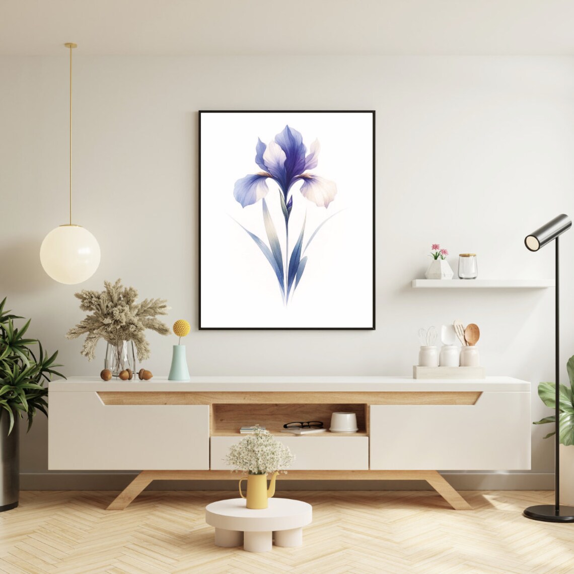 Elegant Blue Iris Bloom Graceful Watercolor Botanical Poster - Image 3
