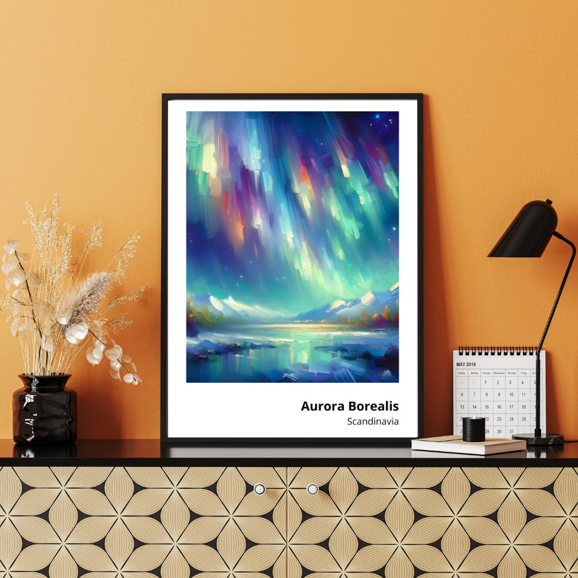 Aurora Borealis Scandinavia Northern Lights Night Sky Poster - Image 3