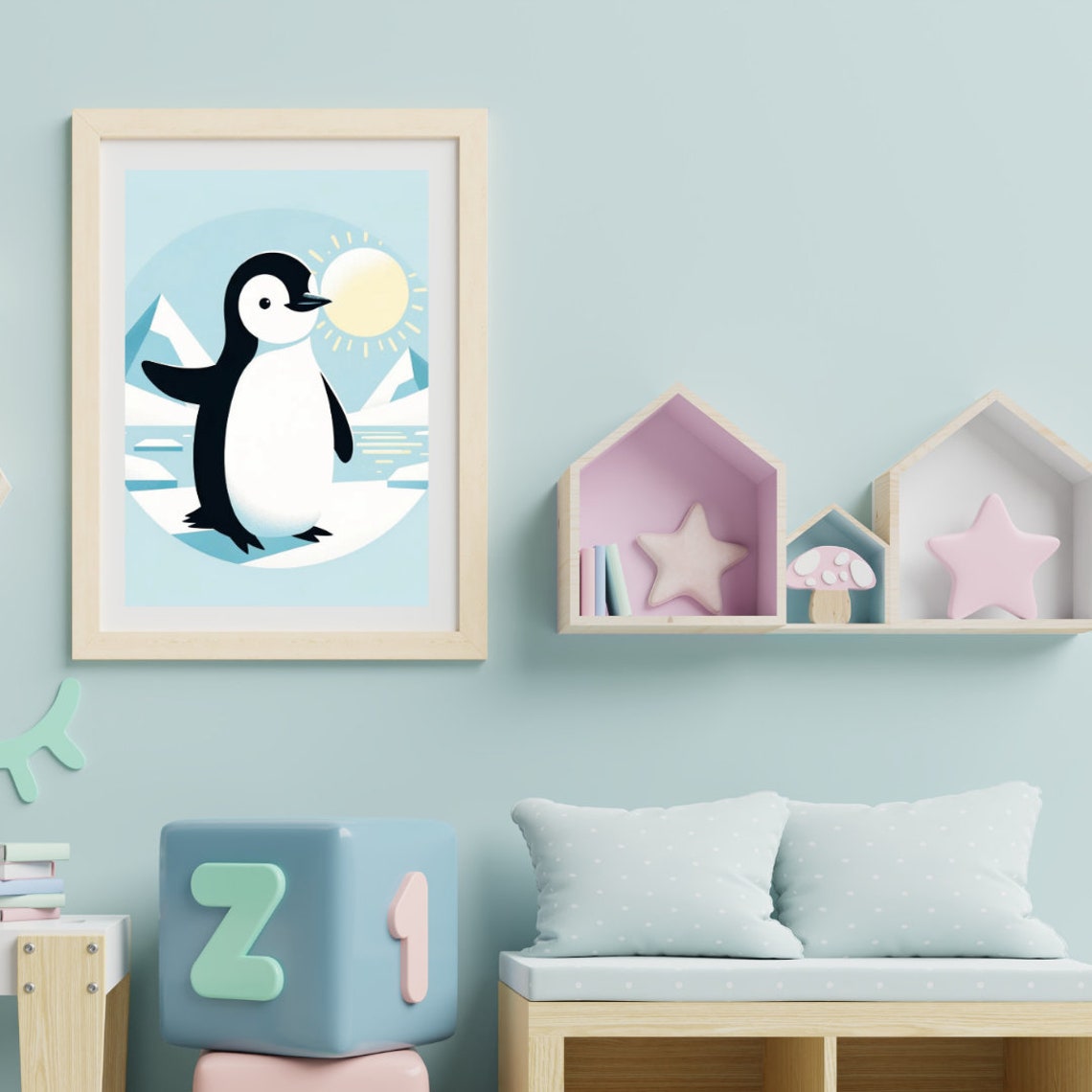 Cute Penguin Arctic Sun Nursery Illustration Bright Cheerful Poster - Image 4