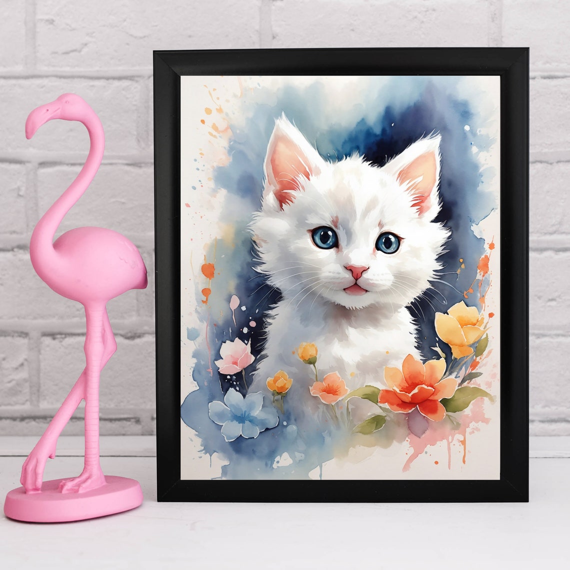 White Kitten Watercolor Pet Portrait Painting Pet Watercolour Picture Pet Watercolour Portrait Pet Print Wall Art Print Animals - Image 3