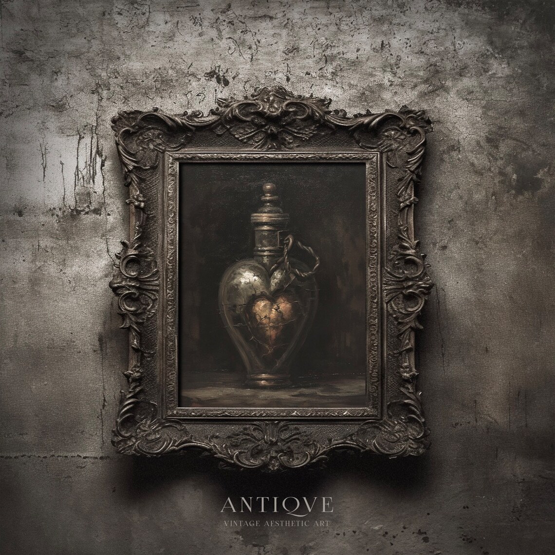 Gothic Apothecary Bottle Cracked Heart Dark Academia Oil Poster - Image 3