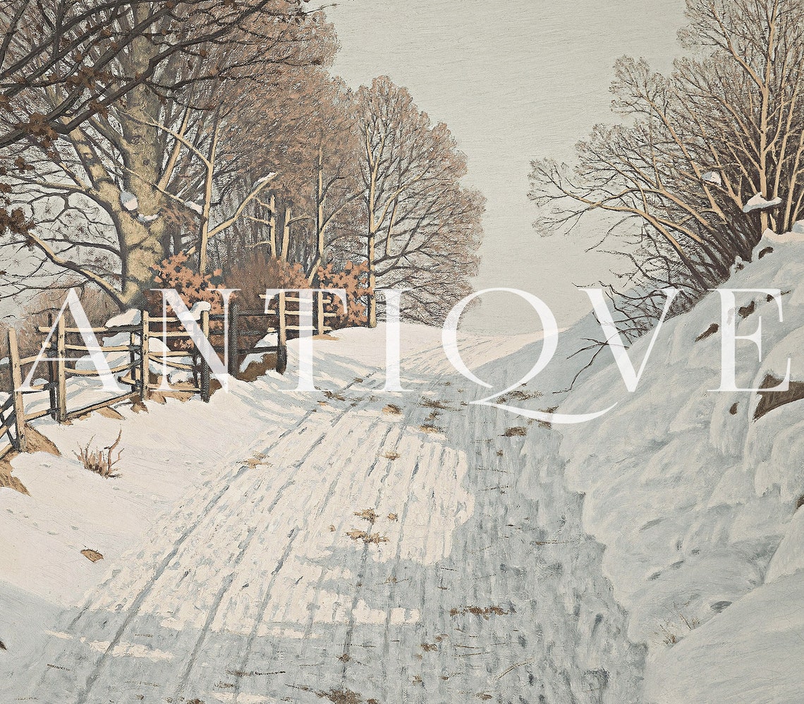 Winter Snow Print, Snowy Path Oil Painting - Image 3