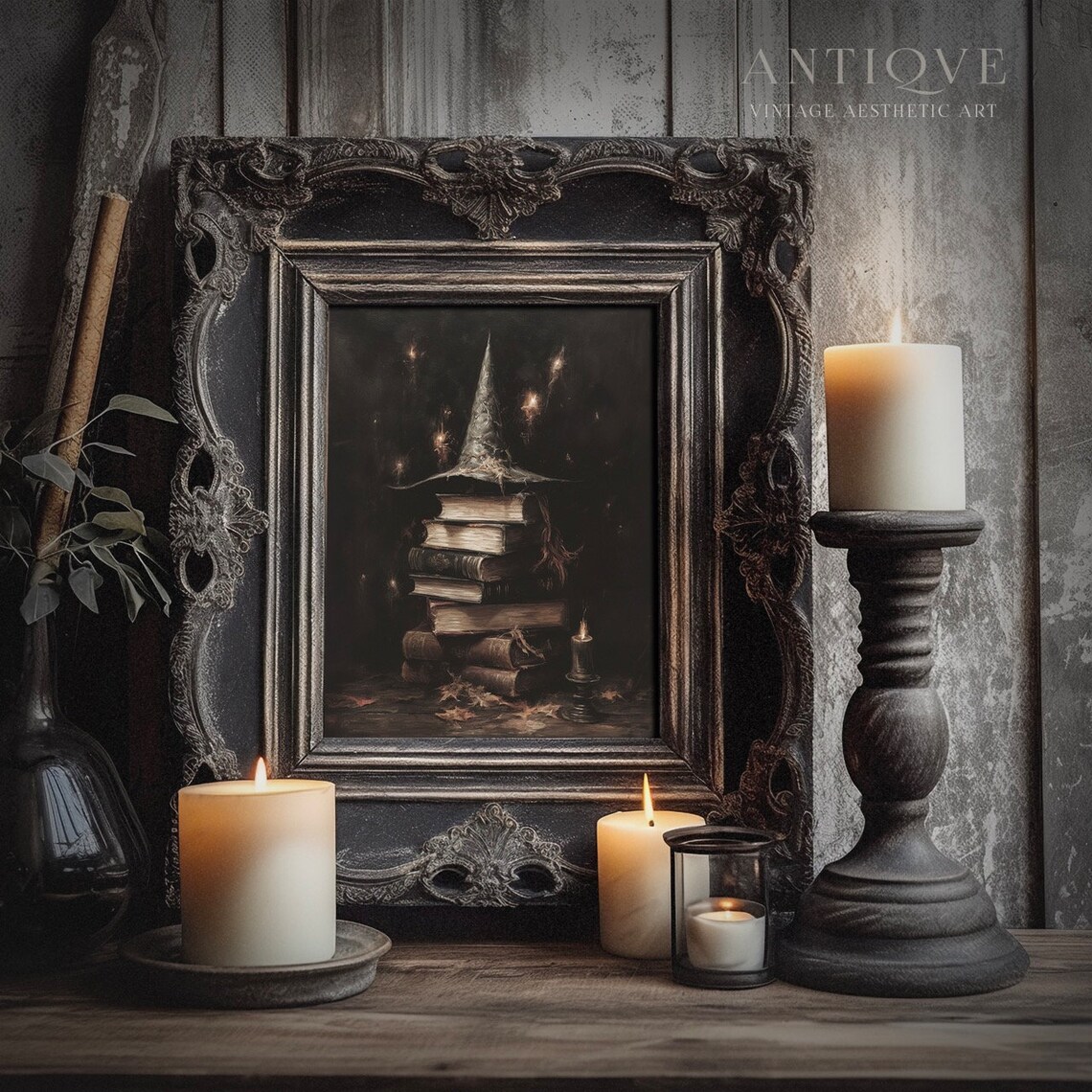 Halloween Witchy Print, Rustic Spell Books Poster - Image 2