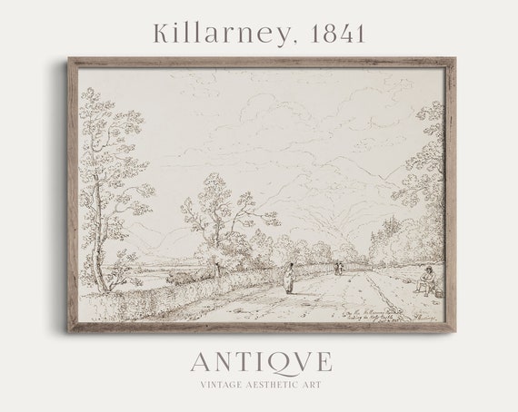 Irish Vintage Sketch From 1841 Road To Ross Castle In Killarney Co Kerry Ireland Neutral Drawing From 1800 833