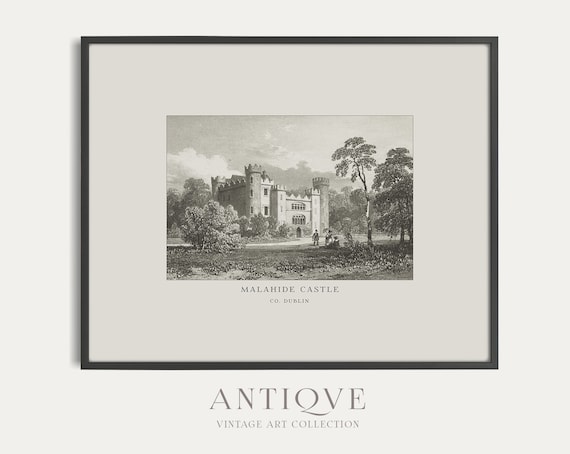 Malahide Castle Vintage Engraving Art Print