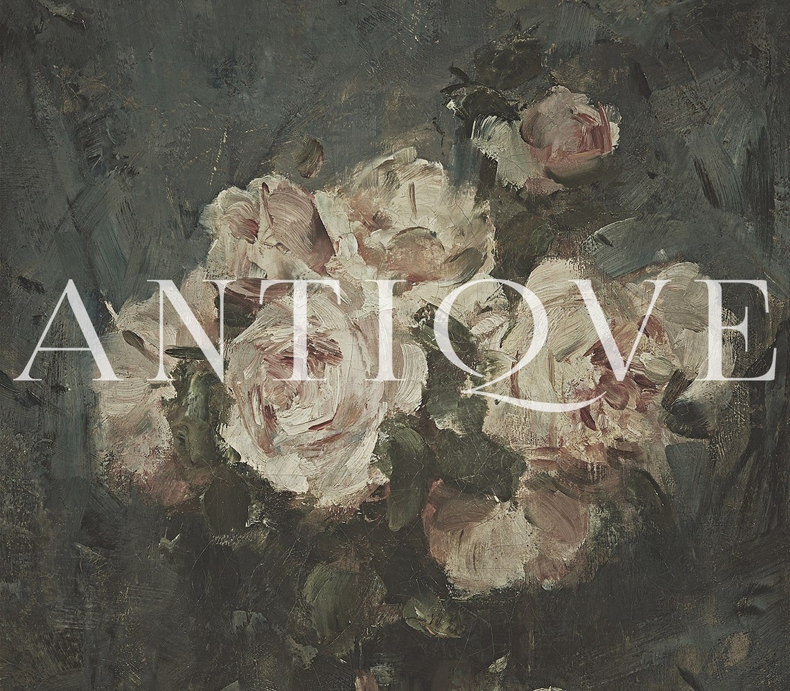 Moody Roses Vintage Oil Painting Art - Image 4