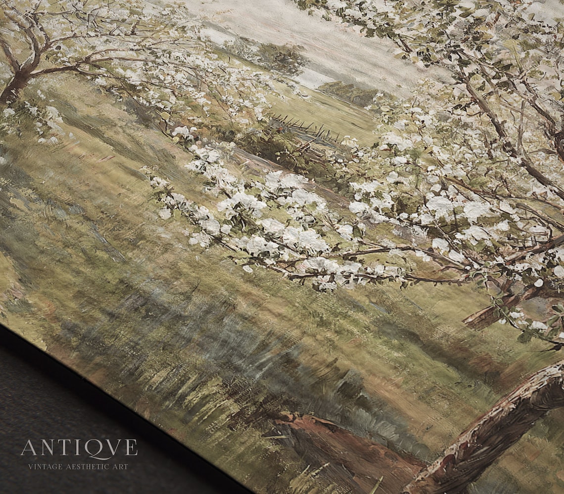 Spring Blooming Tree Painting, Vintage European Art Print - Image 2