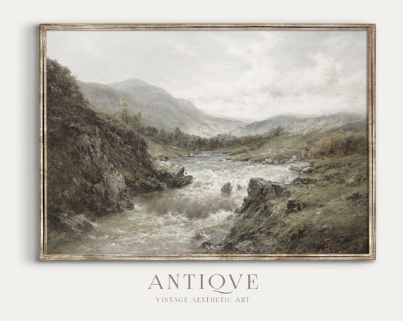 Scottish Highlands Waterfall Falls Of Loch Tay Scotland Home Decor Rustic Green Landscape With River 744
