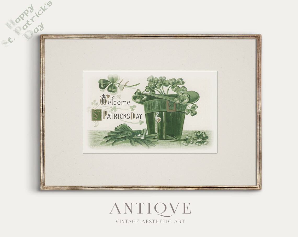 Vintage St Patricks Day Irish Hat Art Print