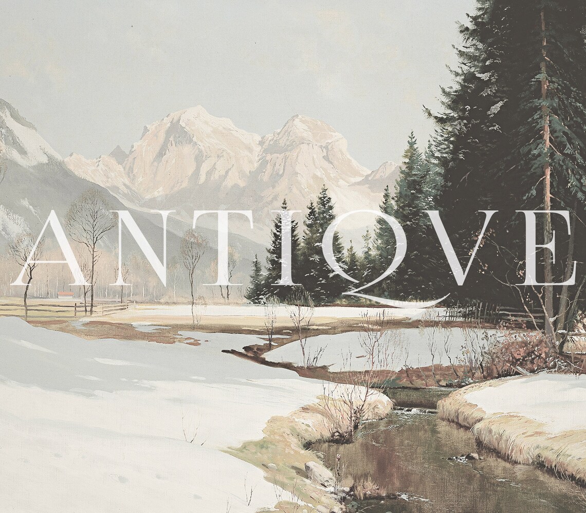 Snowy Landscape Winter Painting Art Print - Image 4