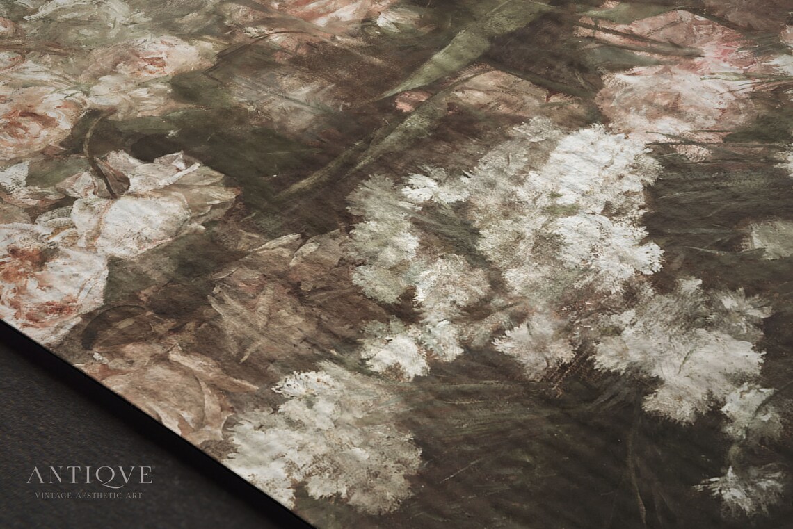 Moody Rose Garden Vintage Oil Painting Dark Floral Art Print - Image 3