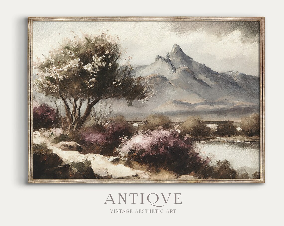 Impressionist Abstract Lake With Mountains Art Print