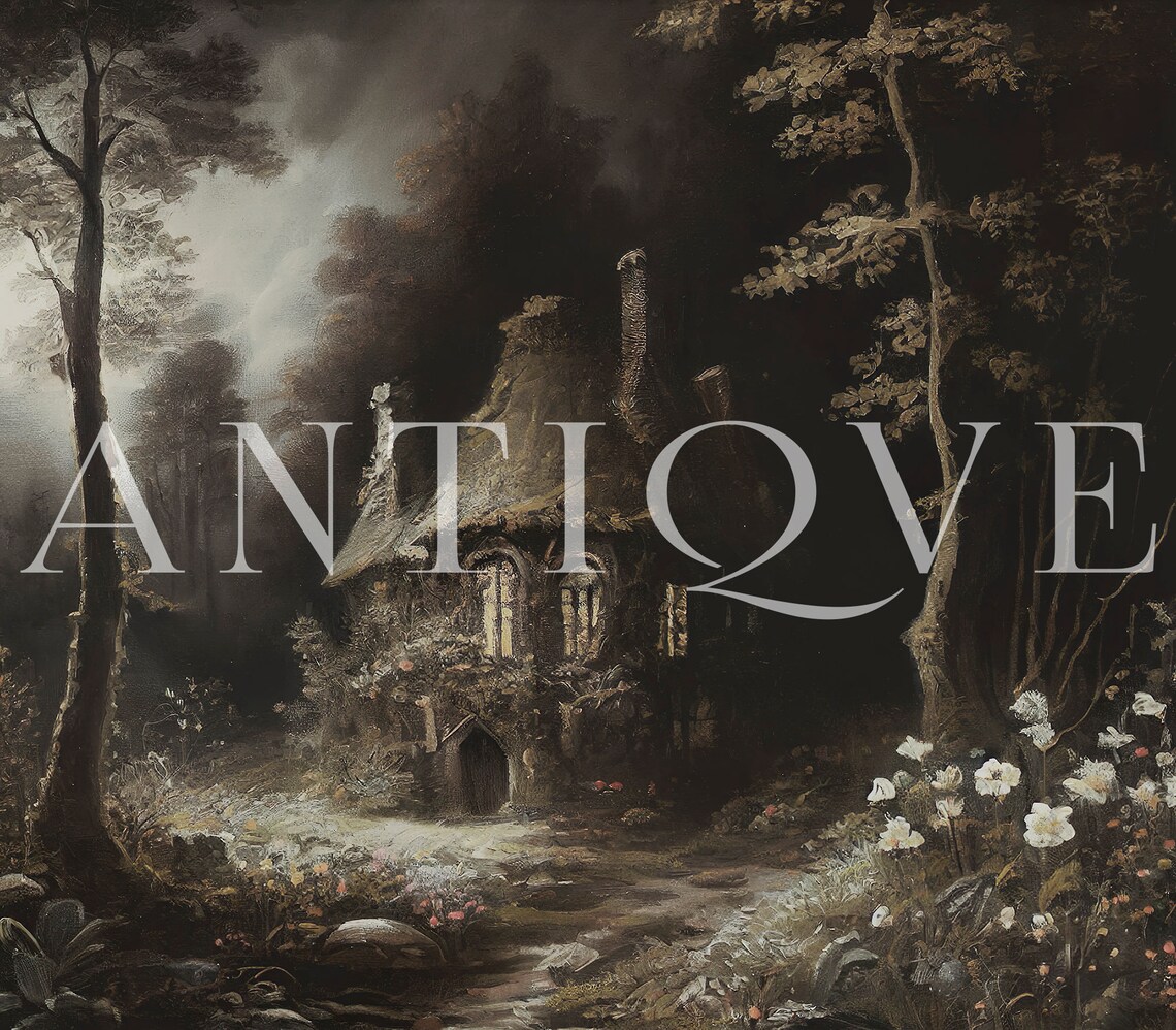 Magical Dark Cottage in the Forest, Vintage Art Print - Image 3