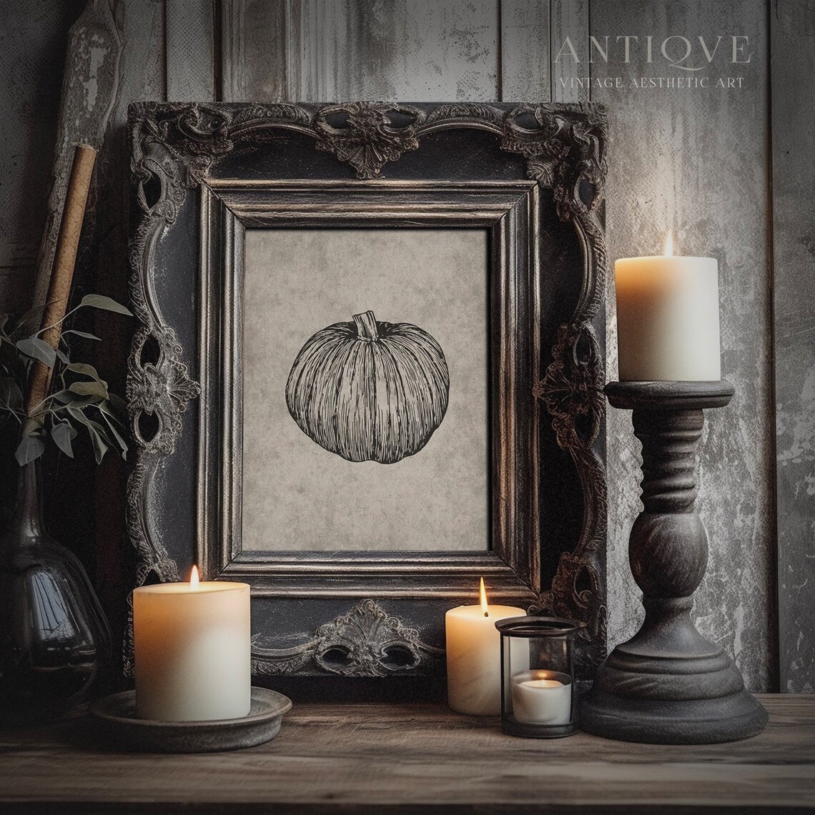 Vintage Sketch Of A Pumpkin, Halloween Gothic Art - Image 4