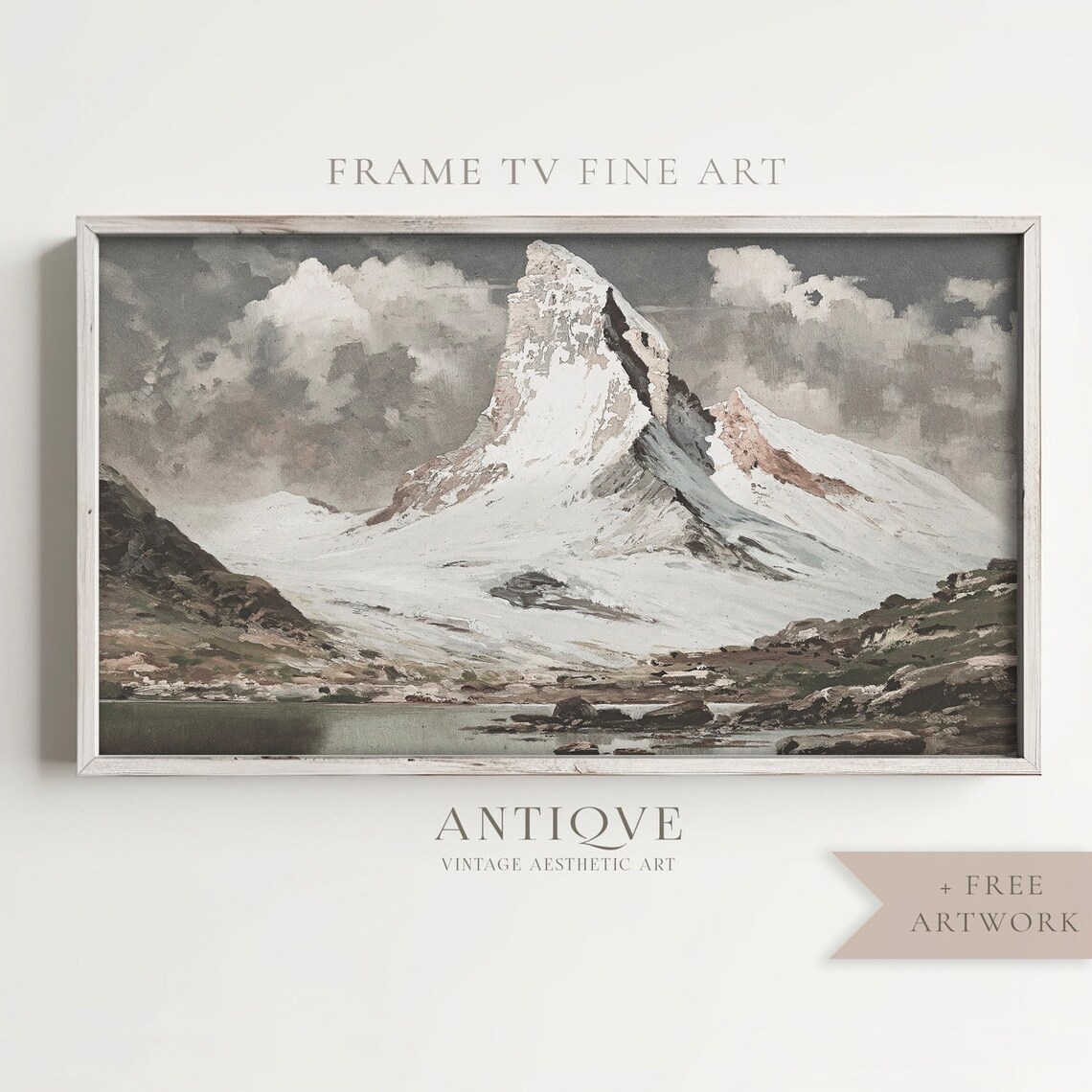 Frame Tv Snowy Mountain Landscape Country Lodge Art 0022tv