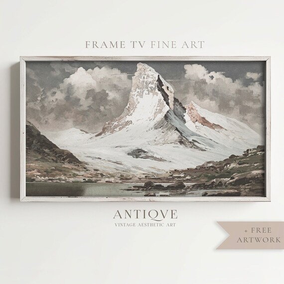 Frame Tv Snowy Mountain Landscape Country Lodge Art 0022tv