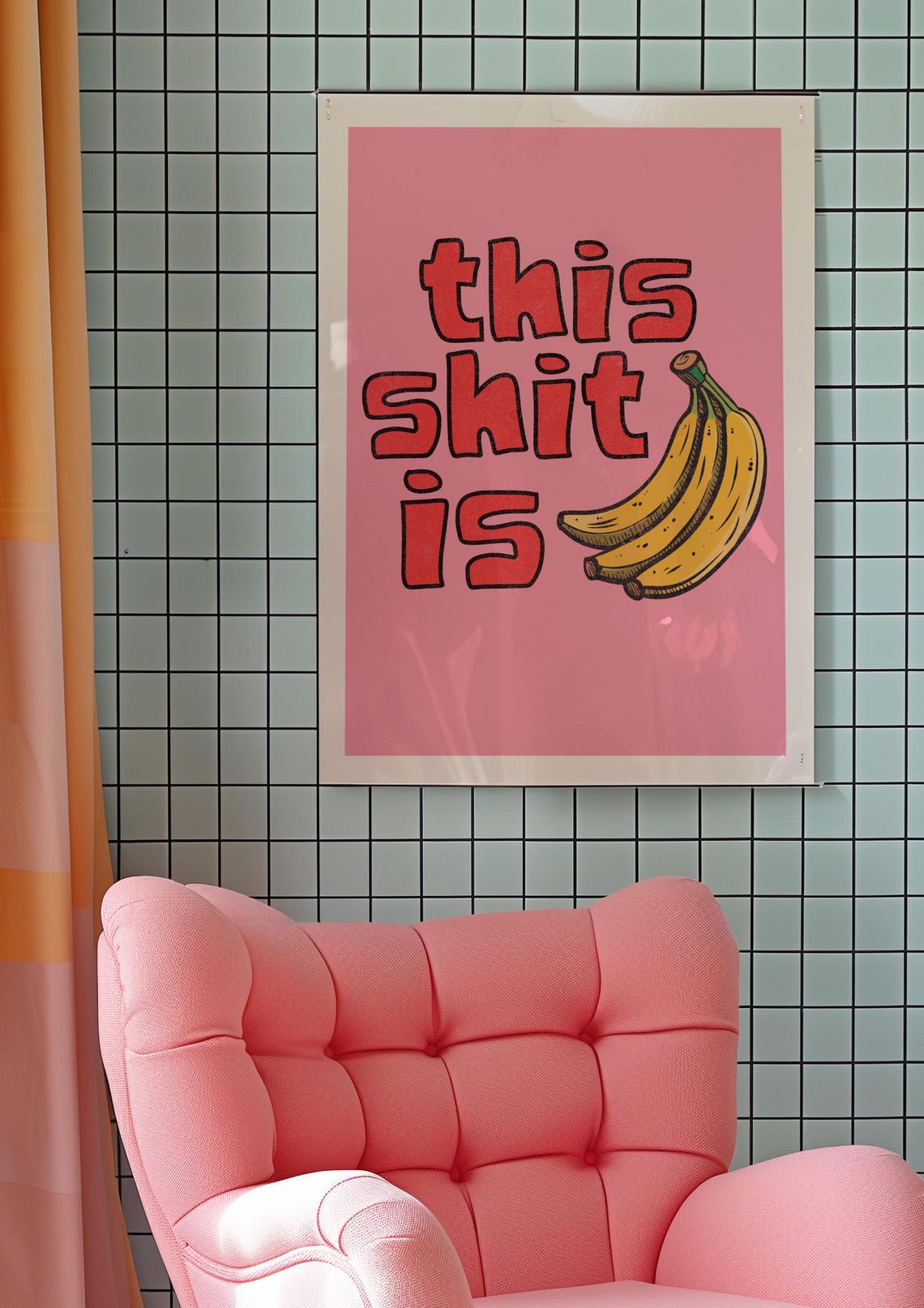 This Shit Is Bananas Funny Pink Retro Banana Typography Poster
