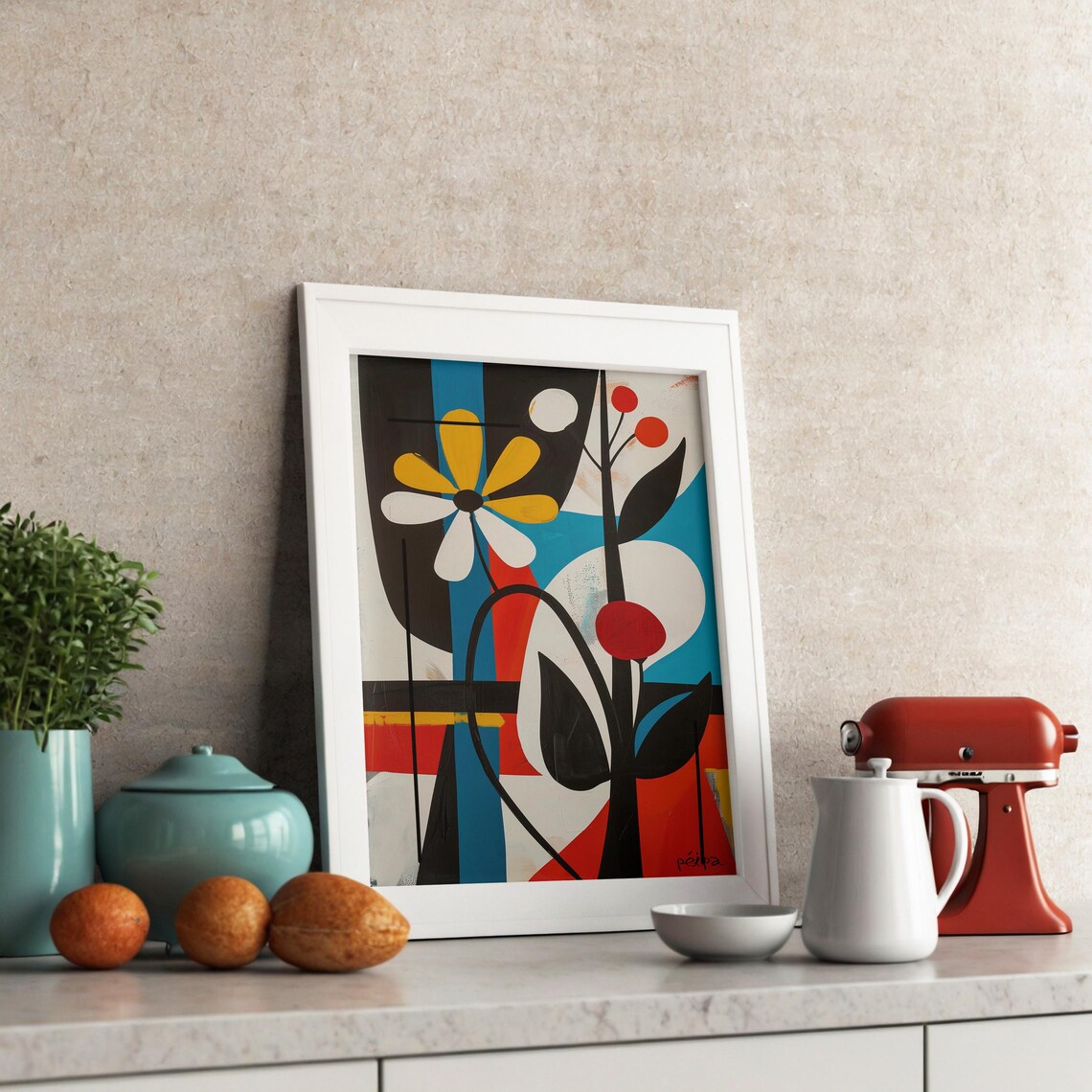 Abstract Mid Century Modern Flower Art Print - Image 3