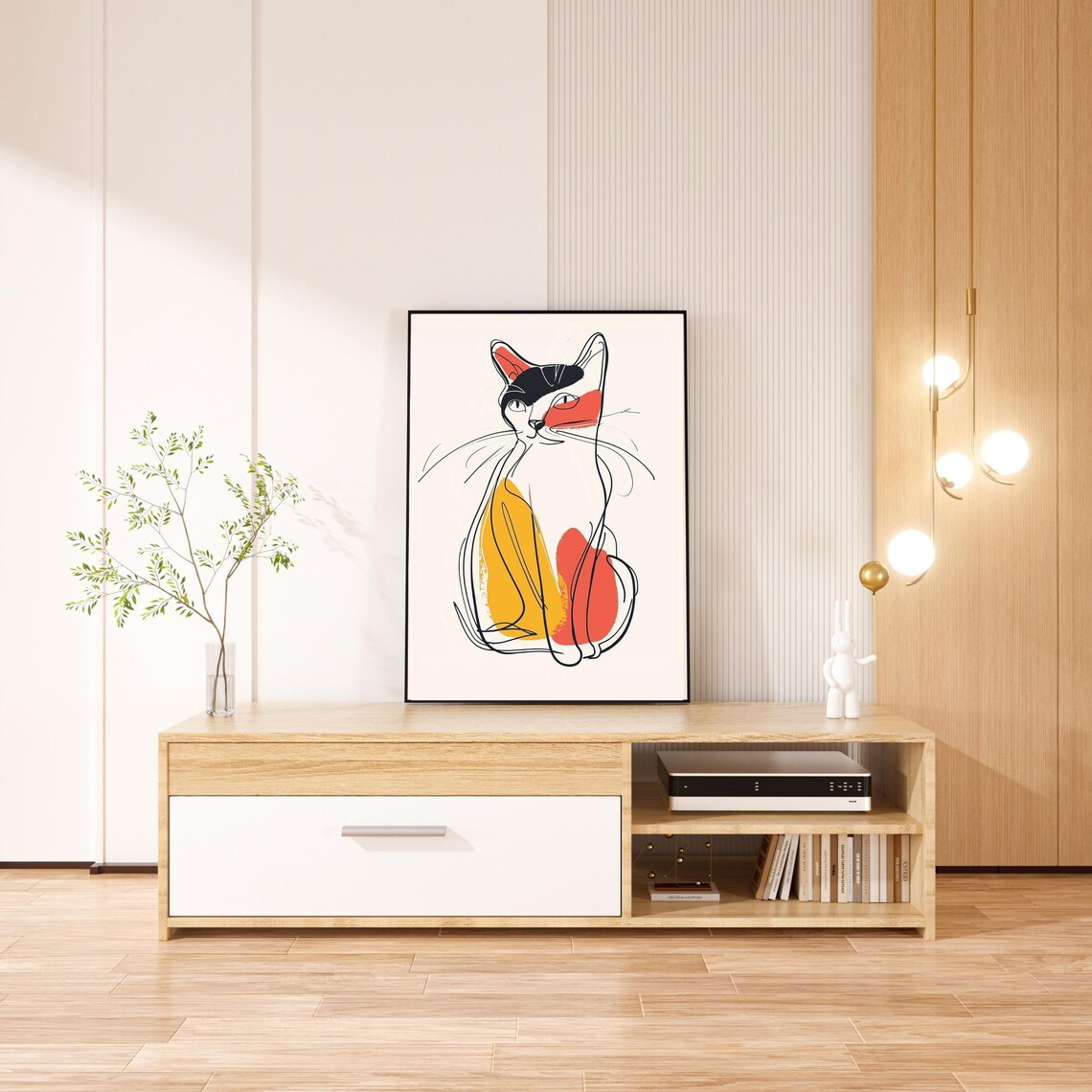 Abstract Cat Poster, Minimalist Whimsical Cat Art Print - Image 3