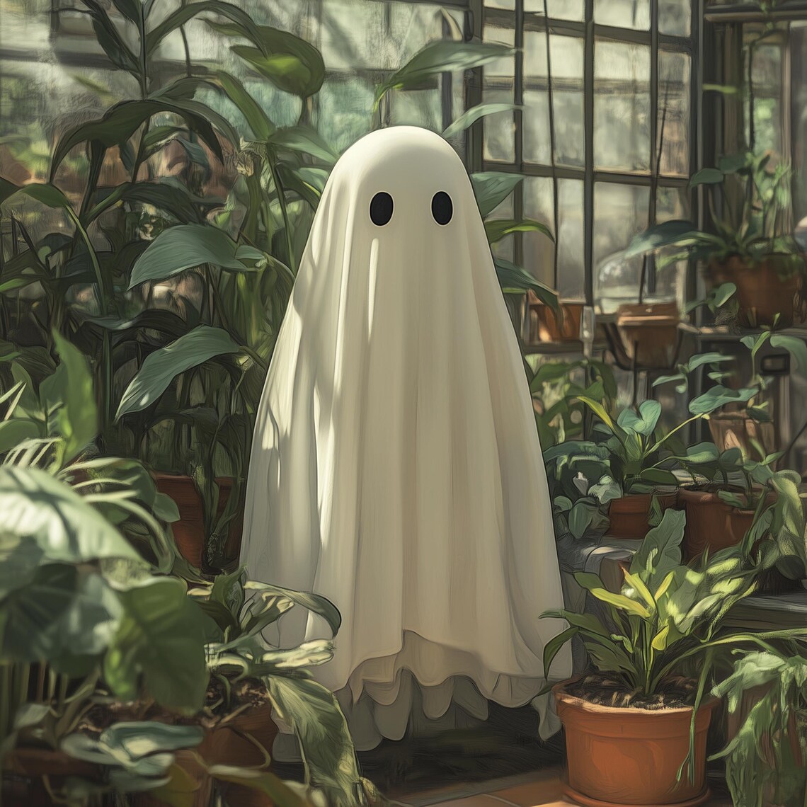 Ghost In Heathouse Moody Plants Halloween Art Print - Image 3