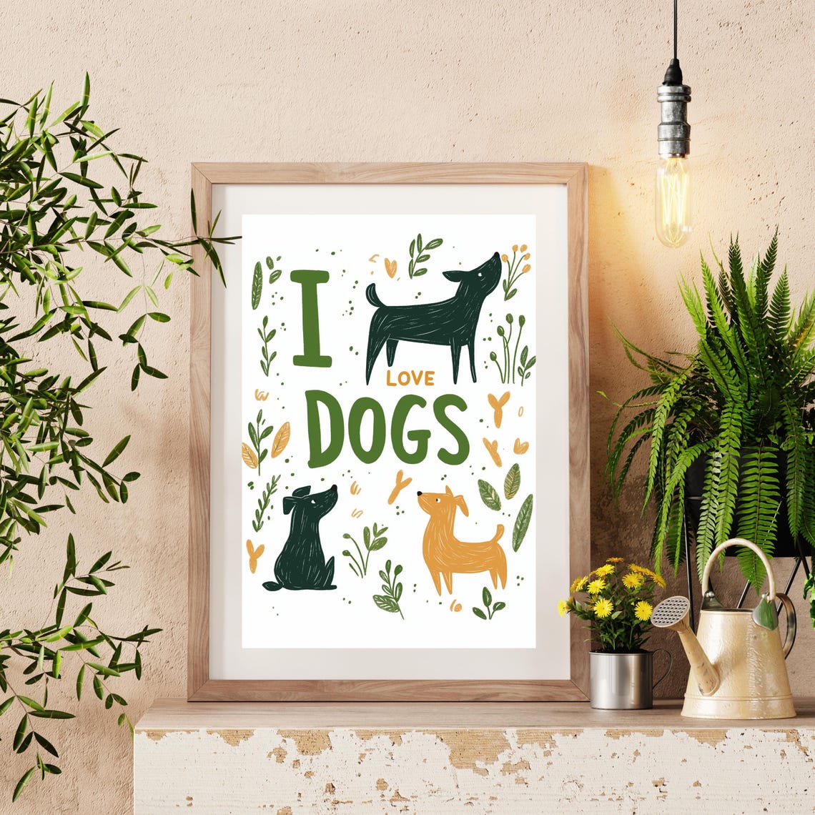 I Love Dogs Poster Badly Drawn Dogs Wall Art Dog Friends Print Dog Wall Art Aesthetic Dog Illustration Poster - Image 3