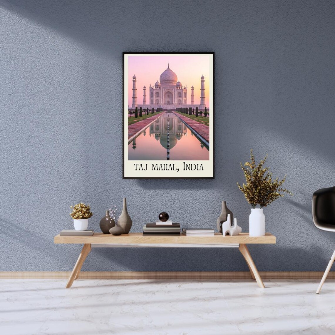 Taj Mahal India Travel Poster with Dawn Reflection in the Long Pool - Image 3
