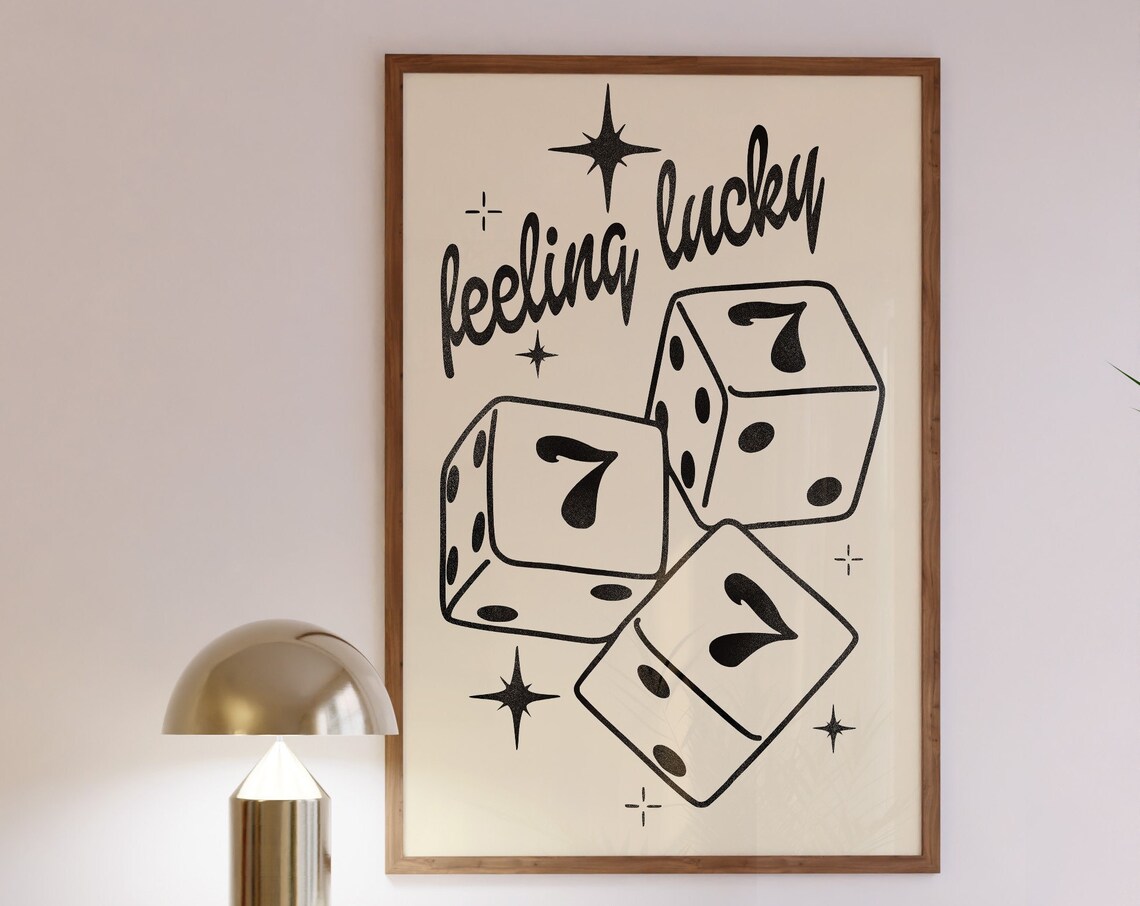 Lucky Seven Dice Lucky You Retro Bar Art Print