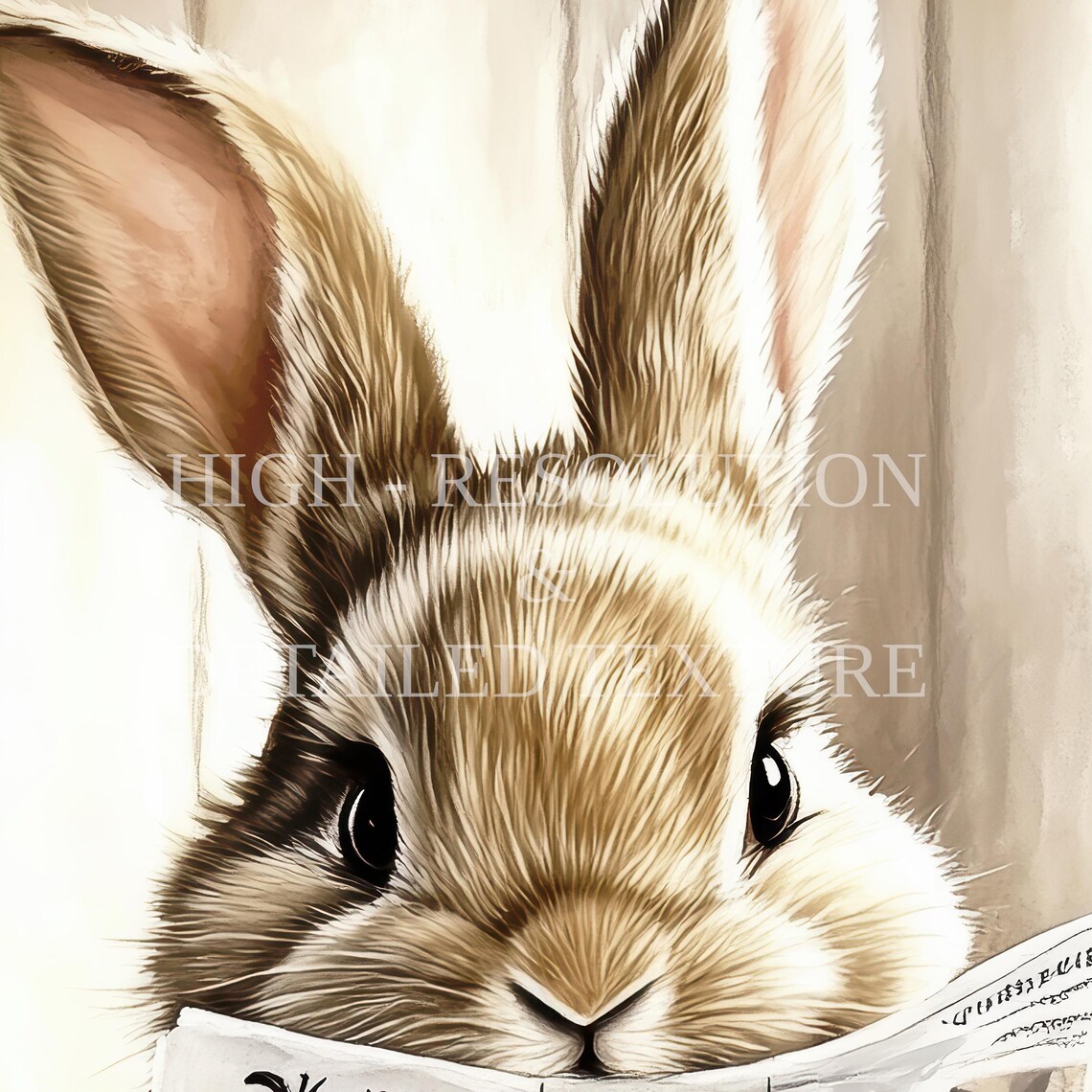 Funny Bunny on Toilet Reading Newspaper Valentine Humor Poster - Image 2