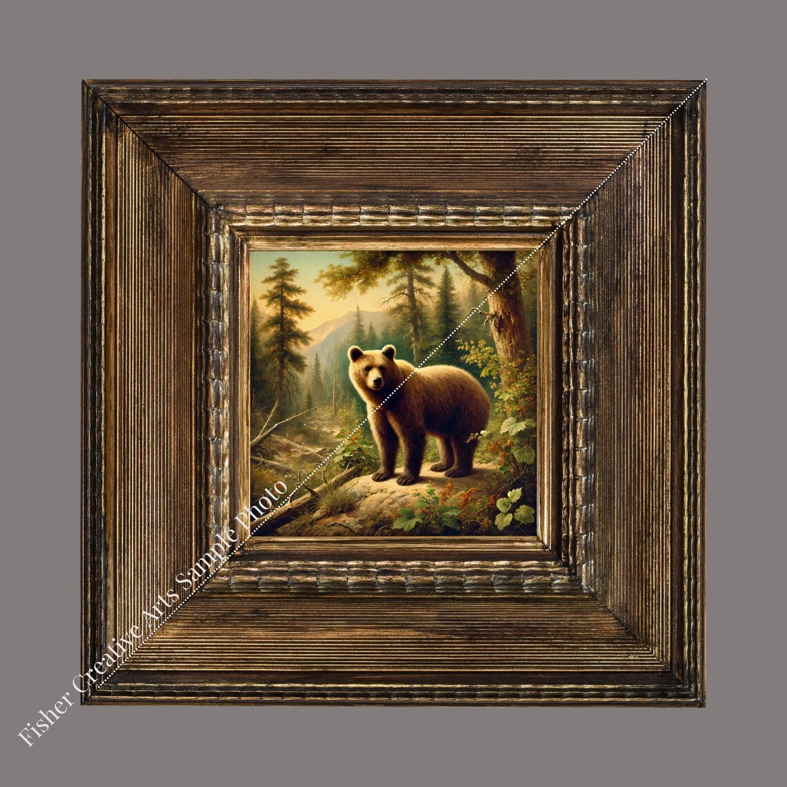 Brown Grizzly Bear Vintage Audubon Style Art Print - Image 3