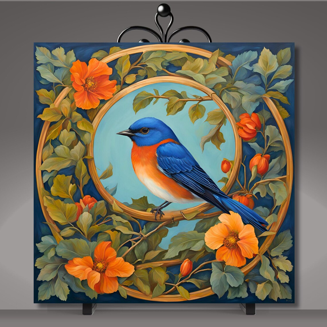 William Morris Inspired Eastern Bluebird Art Print - Image 5