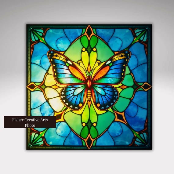 Art Nouveau Stained Glass Look Butterfly Ceramic Tile Decorative Tile Art Deco Trivet Spoon Rest Option Boho Butterfly Gift For Her