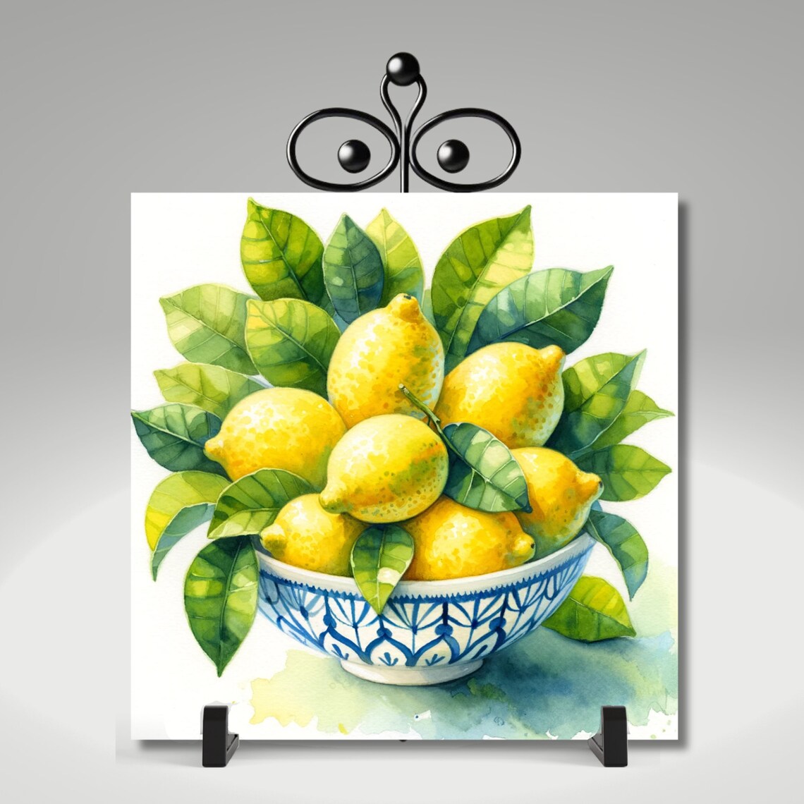 Watercolor Lemon Still Life Ceramic Art Tile Kitchen Art And Decor Fruit Still Life Handmade Tile Art Unique Kitchen Art 2 Sizes - Image 4