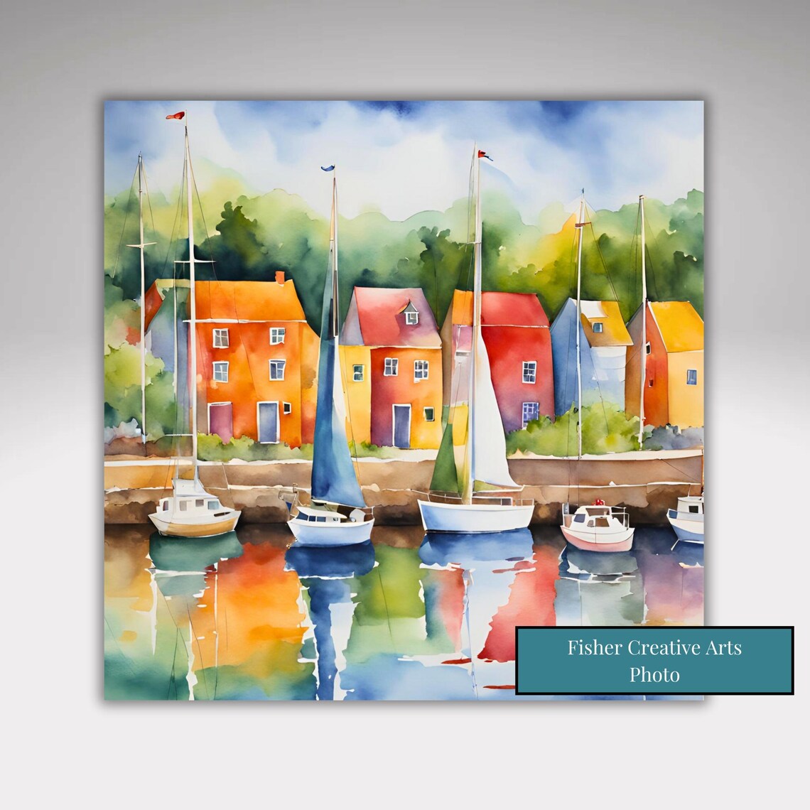 Watercolor Sailboats Beach Art Print, Coastal Decor