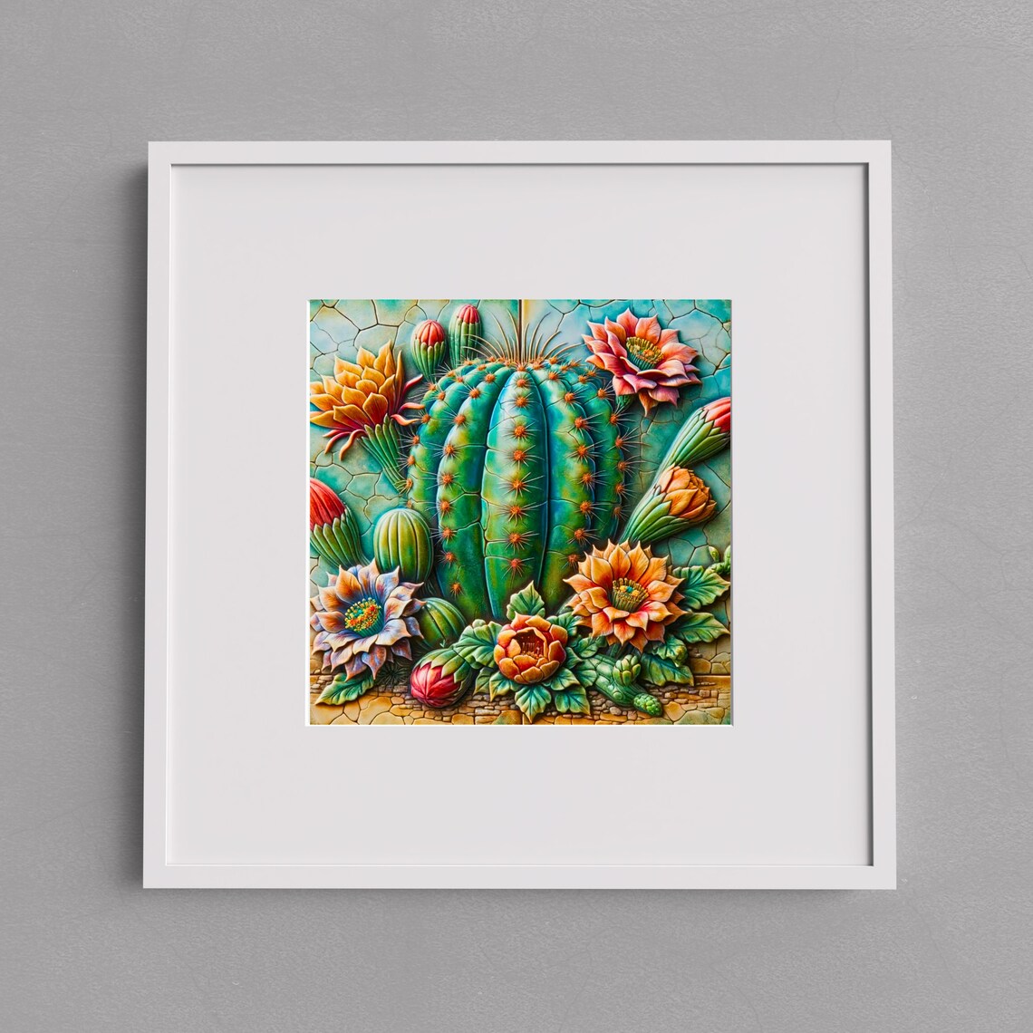 Desert Southwest Blooming Cactus Ceramic Tile Accent - Image 4