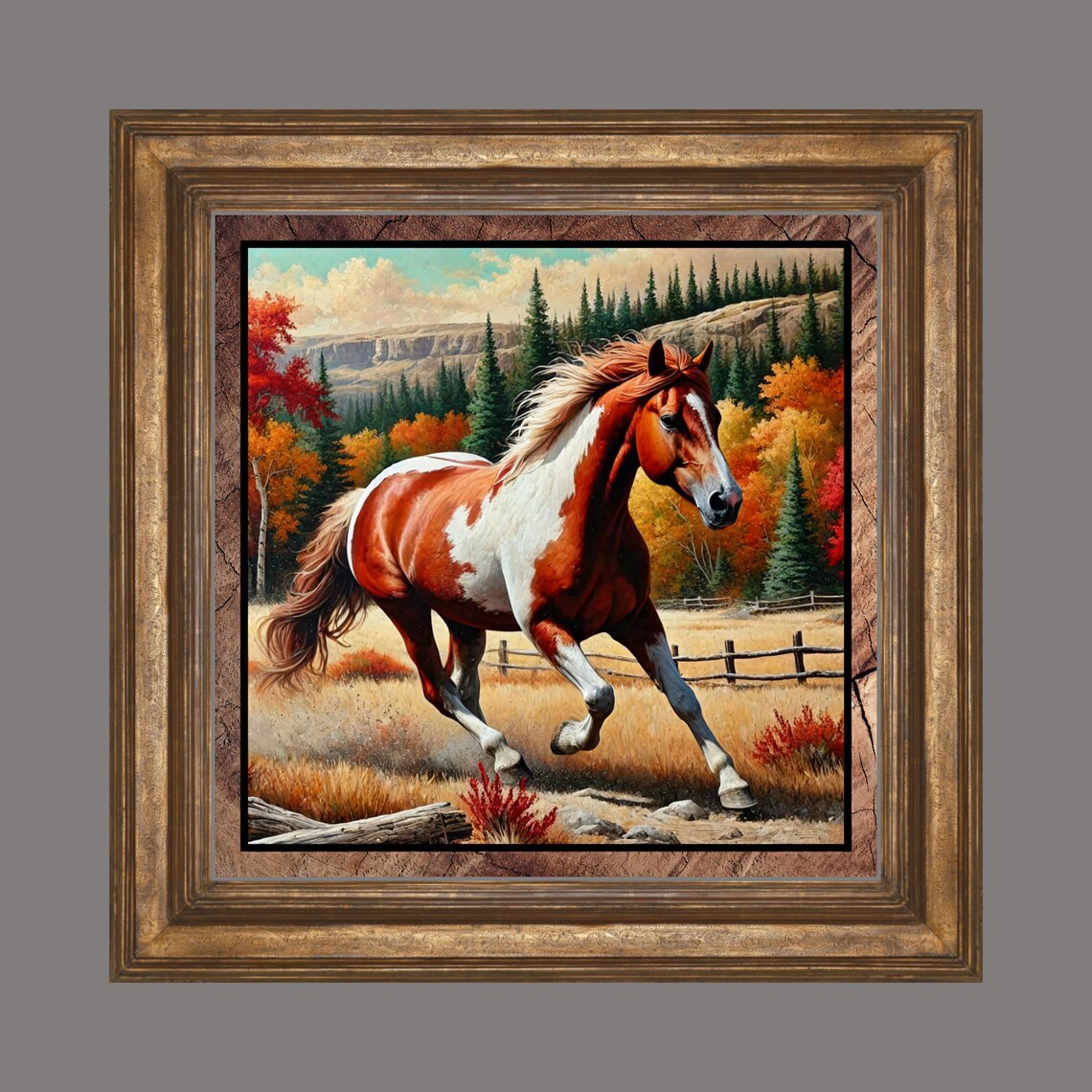 Pinto Paint Horse Decorative Tile, Rustic Western Art - Image 3