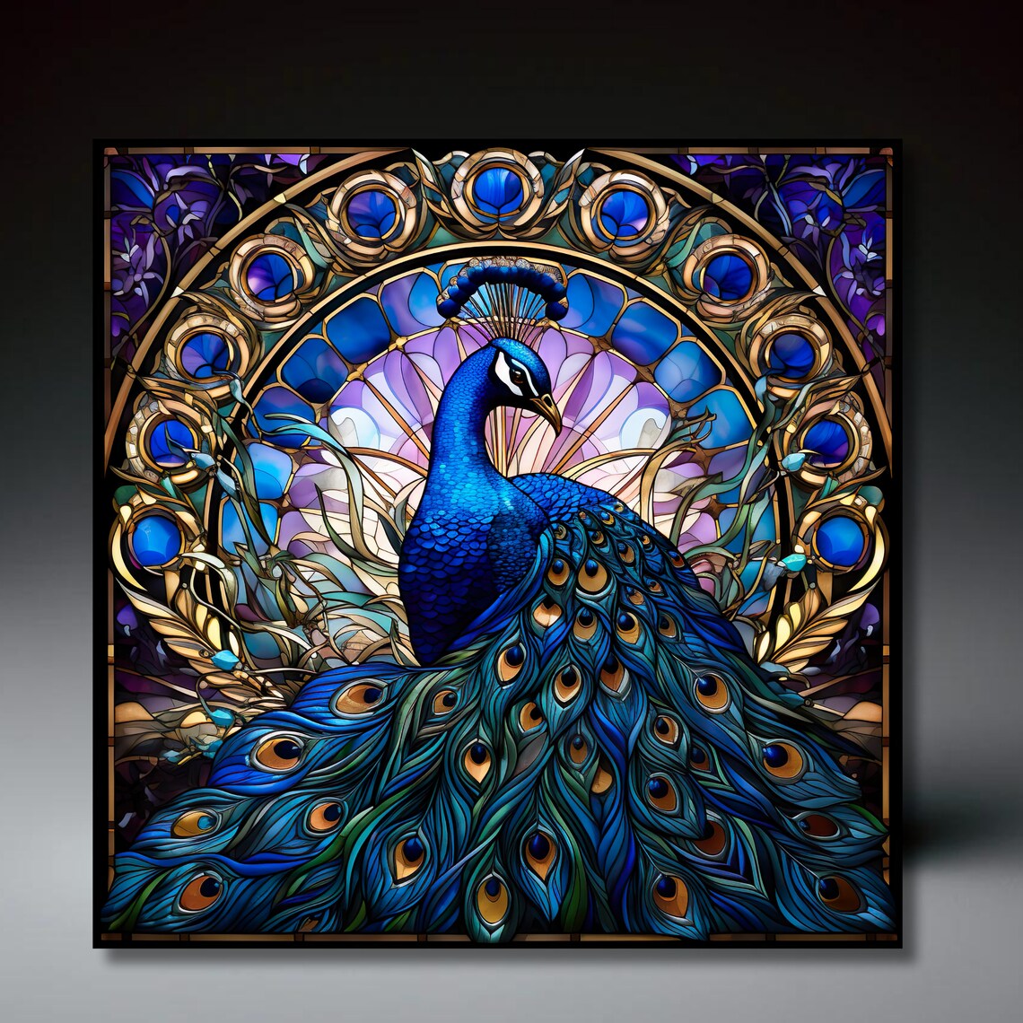 Peacock Stained Glass Effect Art Nouveau Art Print